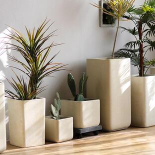 彷水泥落地花盆高深款方形绿植花器大型室内户外客厅摆设北欧简约
