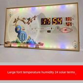 大字体万年历电子钟客厅装 饰画挂钟餐厅墙壁挂钟卫星授时插电新款