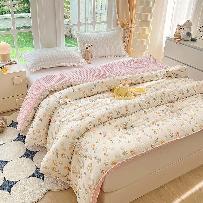 2025新款A类针织棉宝宝绒豆豆被春秋被大豆棉秋冬被花丛兔兔其他