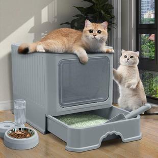 猫砂盆全封闭大号超大号抽屉顶入式防臭防外溅屎盆猫厕所猫咪用品