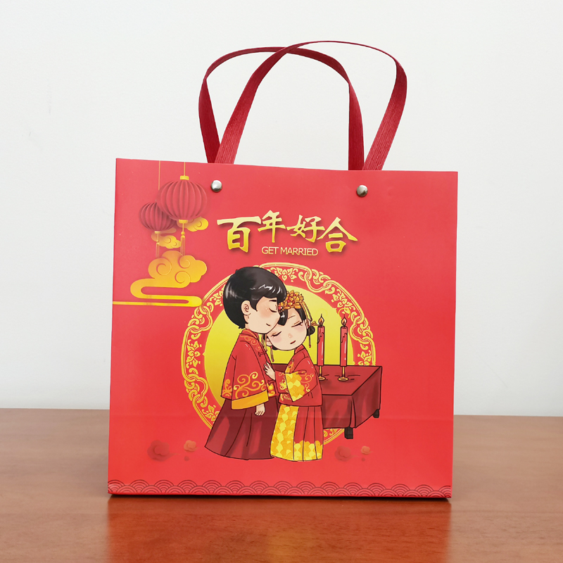 结婚庆用品喜糖袋中号手提袋包装袋婚礼回礼礼品袋婚庆手拎喜袋