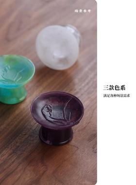心缘堂高足幽兰盖置托架小茶宠摆件功夫茶具配件