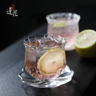 单杯 大相莲花 主人杯 耐高温莲花玻璃杯 杯垫 手工玻璃品茗杯