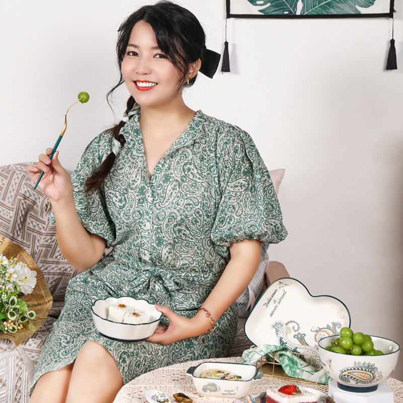 【佩斯利】陶瓷餐具创意手工碗碟套装家用个性西餐盘鱼盘浅盘