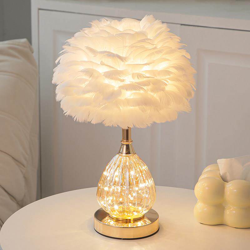 羽毛台灯卧室客厅无障碍豪华在温暖的礼物女孩婚礼房间高端流行创