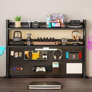 学生桌面洞洞板书架家用儿童学习桌收纳层架宿舍办公室电脑桌置物