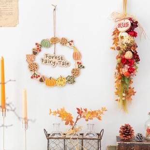 阿楹 秋天丰收节入户花环玻璃门上装饰厨房墙挂件幼儿园床头布置