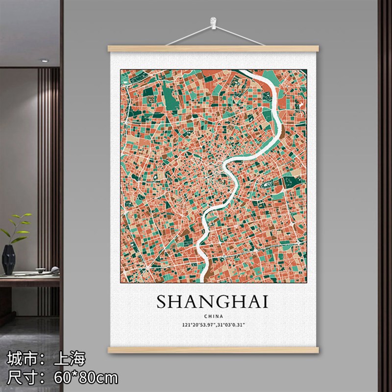 客厅沙发背景墙挂画餐厅壁画定制画北欧线描城市成都地图装饰画图片