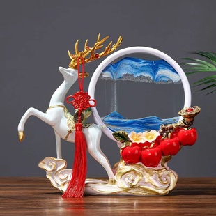 一路高升山水流沙画客厅摆件装饰品玄关酒柜桌面摆设乔迁新居礼品