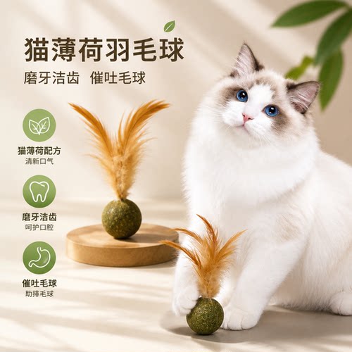 猫薄荷羽毛逗猫棒自嗨磨牙排毛