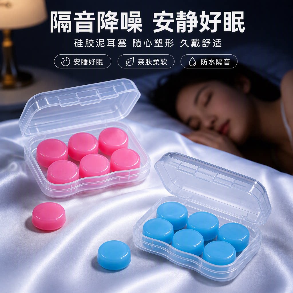 硅胶泥耳塞防噪音防水游泳耳塞
