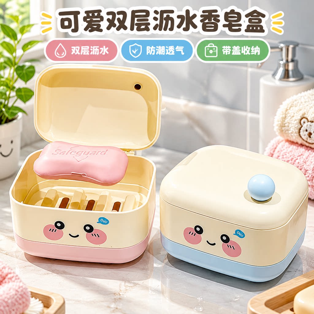 可爱肥皂盒双层沥水香皂盒