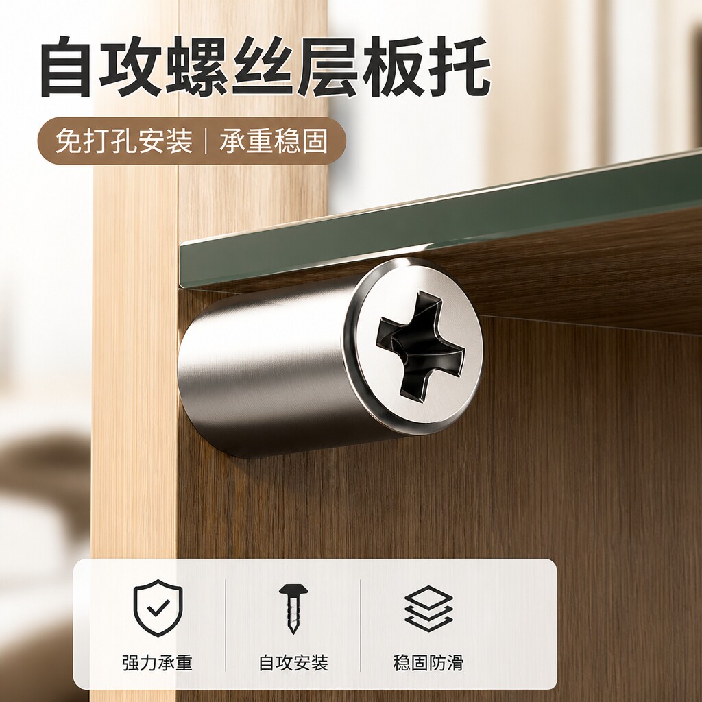 不锈钢免打孔自攻层板托