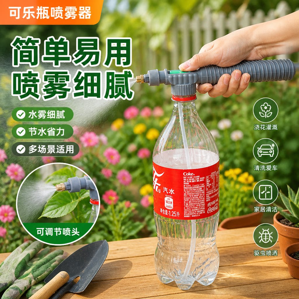 饮料瓶喷雾器浇花喷壶气压式喷头多功能家用小型喷雾瓶可调节喷嘴