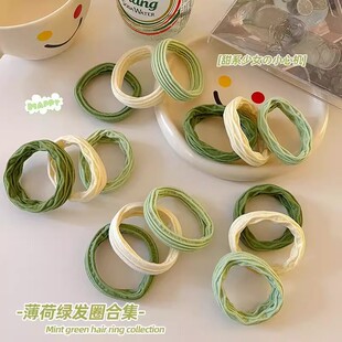 少女可爱头饰薄荷绿发绳发圈无缝高弹力头绳简约扎高马尾皮筋