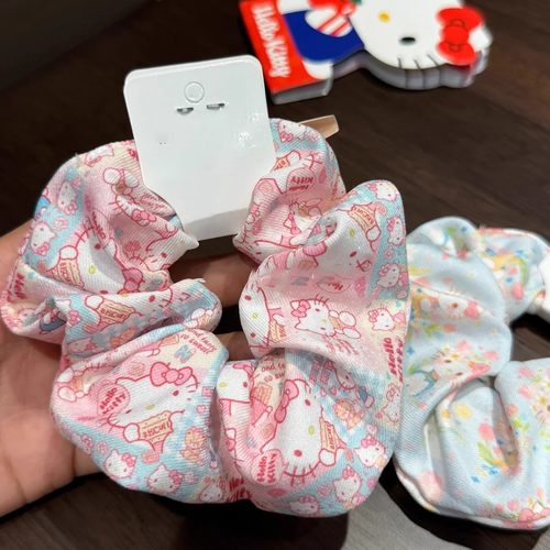 新款韩系头绳可爱KT猫发圈满印大肠发绳少女心发饰头饰甜美秋冬款