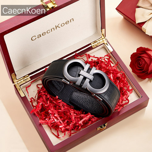 CaecnKoen皮带男真皮腰带鳄鱼纹