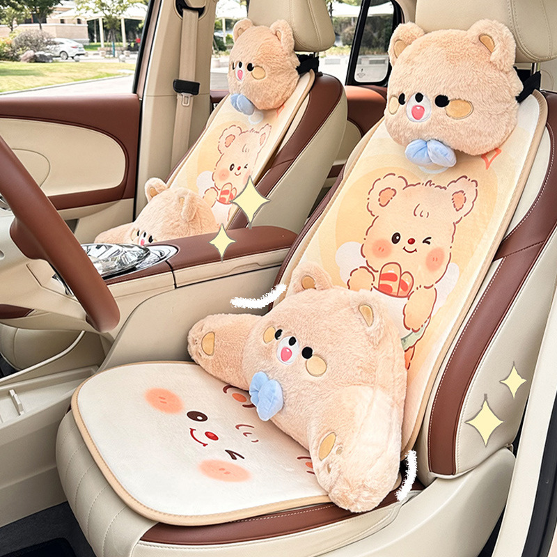 适用奥迪a4l坐垫冬季短毛高端四季通用坐垫可爱卡通专用内饰改装