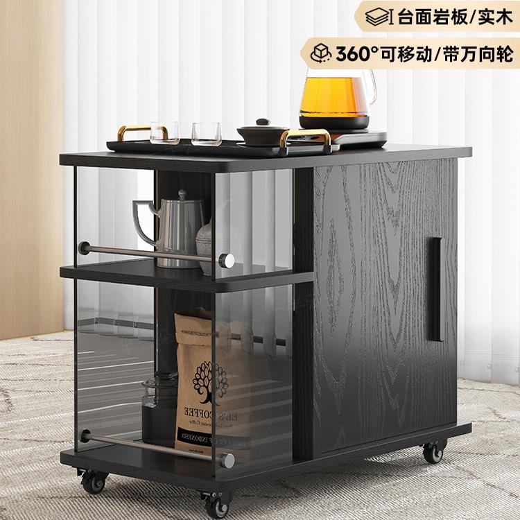 多功能茶台移动茶桌边几小柜子储物柜咖啡休闲边柜客厅实木茶水柜