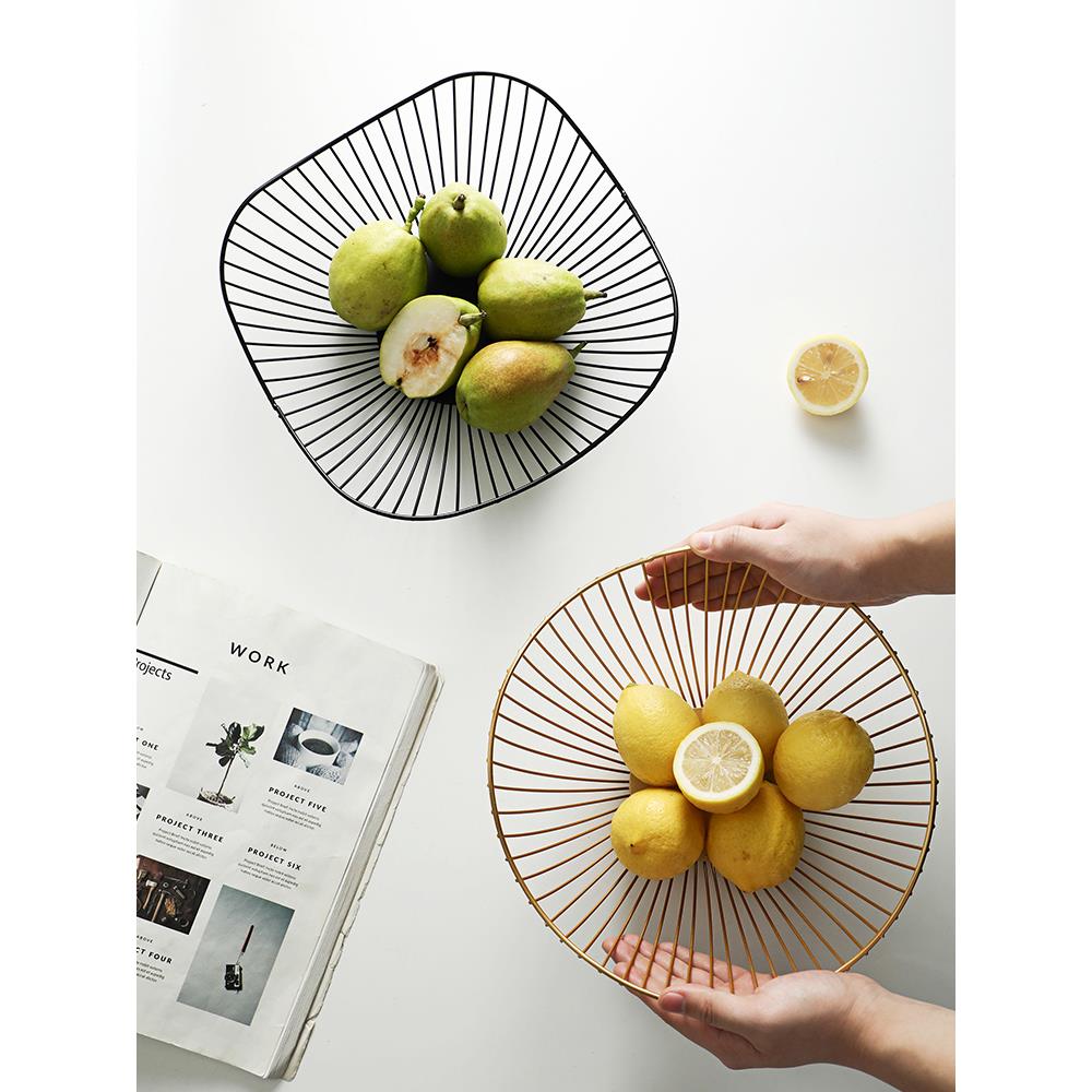 果篮客厅家用创意水果盘镂空铁艺北欧风网红果盆多功能零食收纳篮