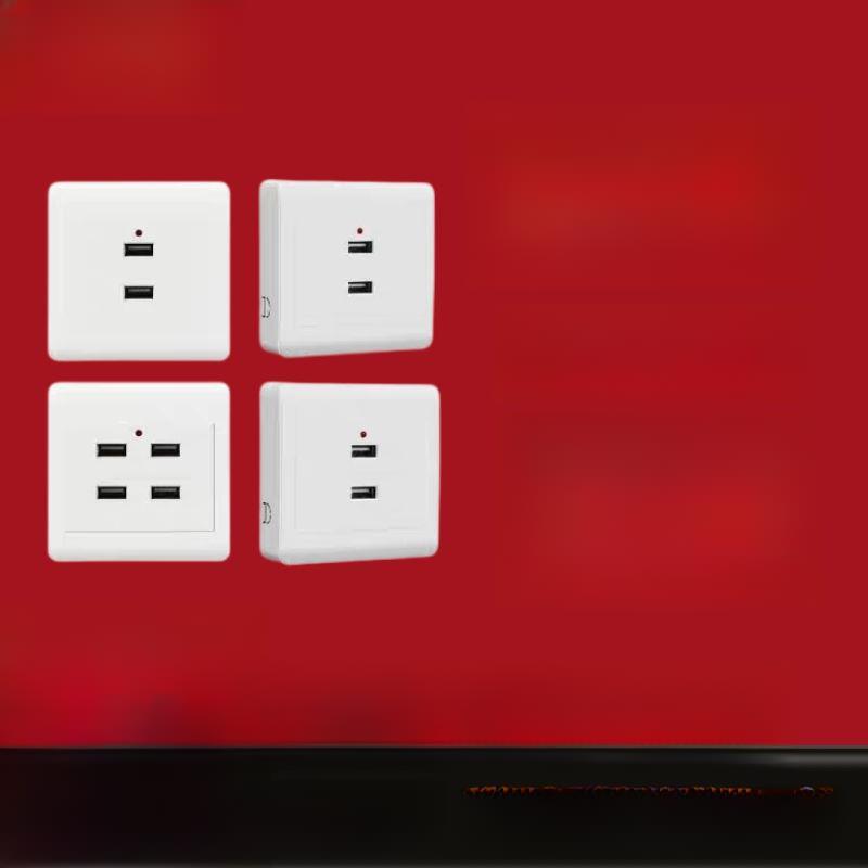 86型明装USB插座面板二口4四口多孔充电220伏工地宿舍低压36V转5V