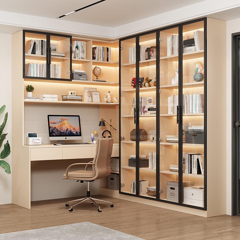 电脑桌书桌一体书柜书架组合家用办公桌学生写字台简约桌子小户型