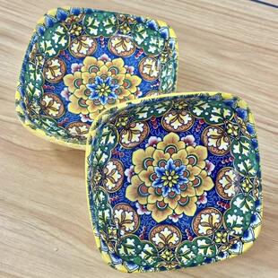 黄金时代6英寸小吃盘2个张釉下彩波西米亚风家用陶瓷餐具耐高温HX