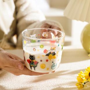耐热玻璃杯带刻度牛奶杯儿童早餐杯子家用水杯大容量果汁杯 舍里