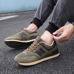 透气男鞋 透气轻便系带跑步鞋 男n子鞋 豪新百伦斯凯574翻毛皮运动鞋