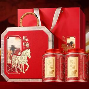 鸿洋名！马上有福（红圆）茉莉花茶礼盒装
