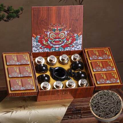 过年送礼铁观音新茶小种红茶金骏眉大红袍茶高档茶叶带茶具礼盒装