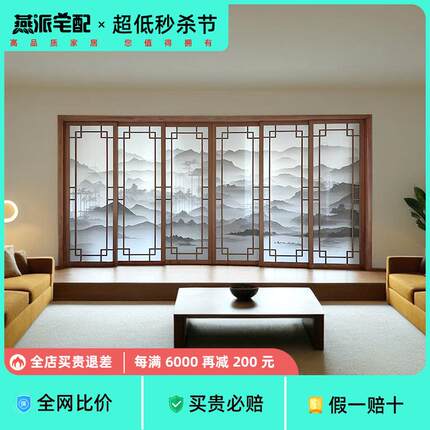 隔断门定制吊轨门客厅隔断门阳台平移门三联动玻璃门无轨道推拉门