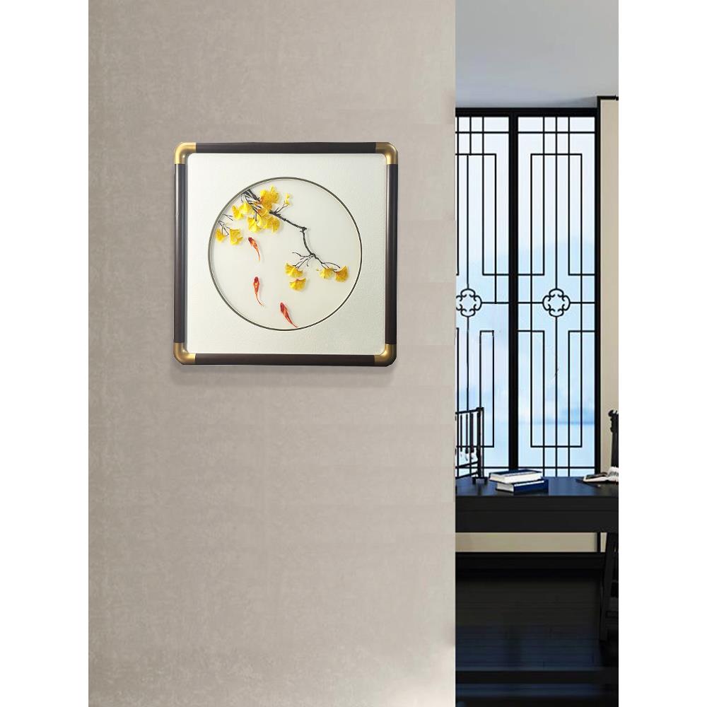 新中式玄关装饰画刺绣苏绣成品挂画客厅山水画铜角餐厅茶室墙壁画