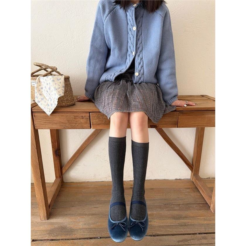 白色小腿袜长靴袜子女款堆堆袜配