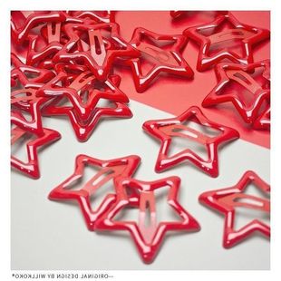 王力宏氛围感星星发夹红色五角星宝宝发夹新年氛围感女童星星发夹