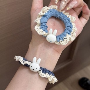 甜美蕾丝花边米菲兔发圈简约少女马尾小肠圈高颜值ins风可爱发圈