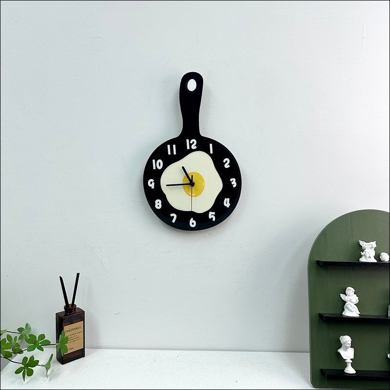 创意个性卡通铁锅煎蛋荷包蛋挂钟静音免打孔时尚钟表现代时钟,家居饰品,挂钟,淘宝优惠券,粉丝福利购,淘宝优惠卷
