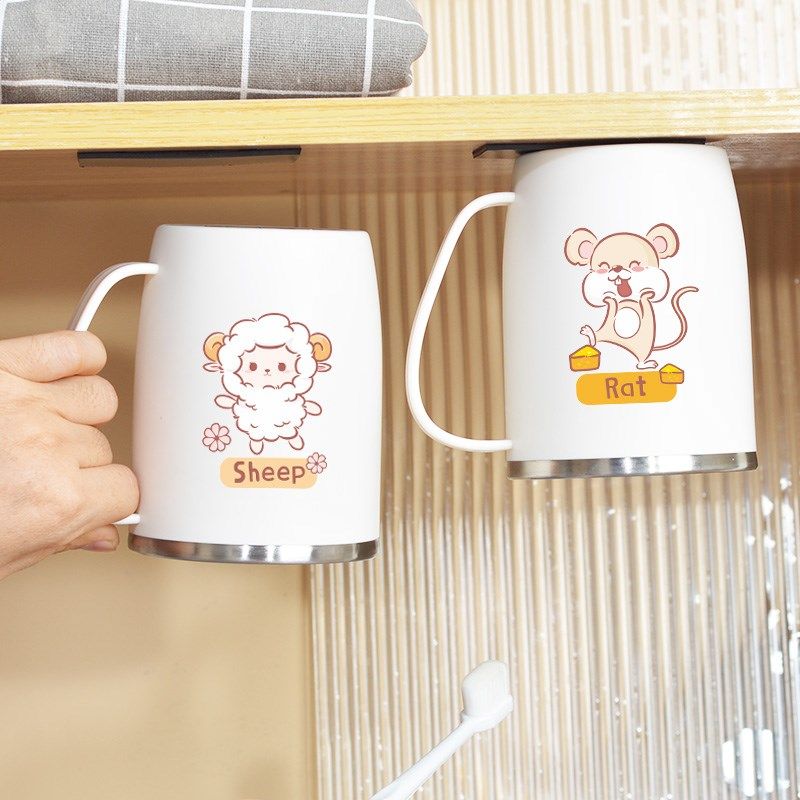 镜柜底磁吸漱口杯一家三口儿童卡通爱十二生肖牙刷牙杯子