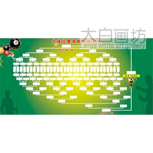 台球厅比赛败制晋级表数桌球室墙壁画司诺球报墙画