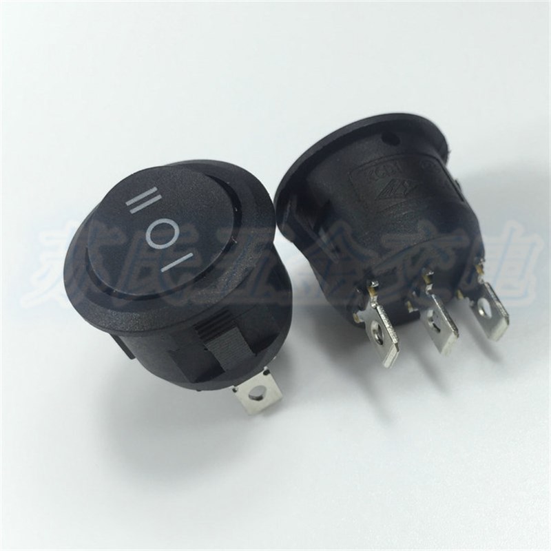 KCD1-105 开孔20MM 船型开关 3脚3档 黑色翘板电源开关 圆形船型