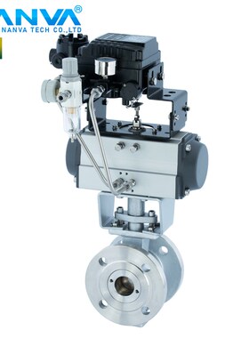 YT-1000R气动调节阀V型不锈钢304法兰球阀VQ647H-16P.T比例4-20mA