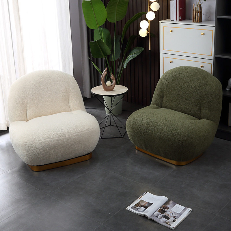 北欧单人沙发椅羊羔绒休闲网红椅客厅阳台卧室懒人沙发榻榻米躺椅