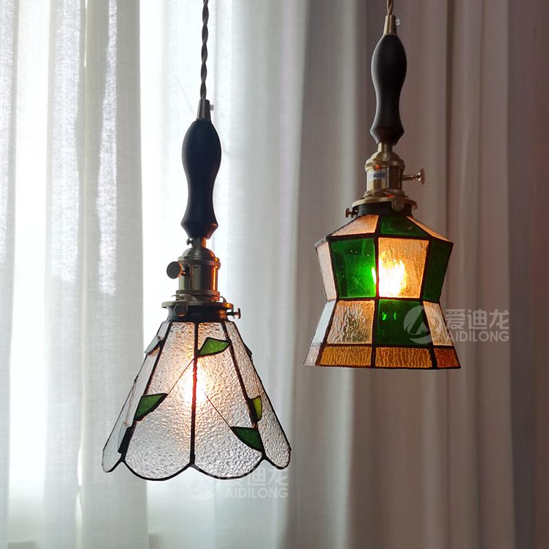 7K复古田园日式黄铜玻璃餐厅卧室吧台民宿床头手工做旧小吊灯小蛮