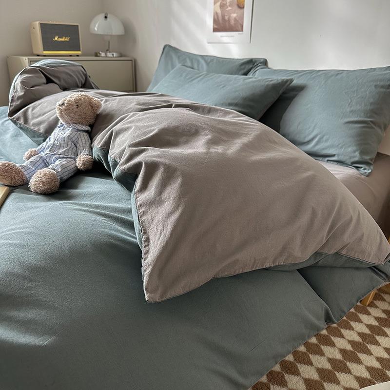 磨毛床上四件套1.8m被套学生宿舍被罩2m亲肤磨毛枕套家用四季通用