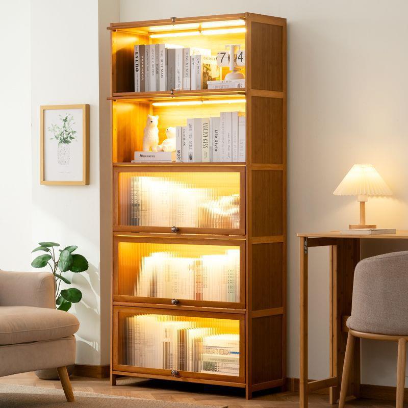 带门书柜收纳柜落地式多层家用客厅玩具柜子简易书架多功能储物架