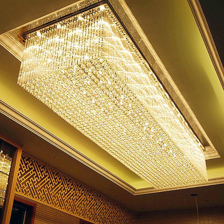 客厅长方形水晶灯售楼部沙盘吊灯酒店大堂灯商场婚礼工程灯饰灯具