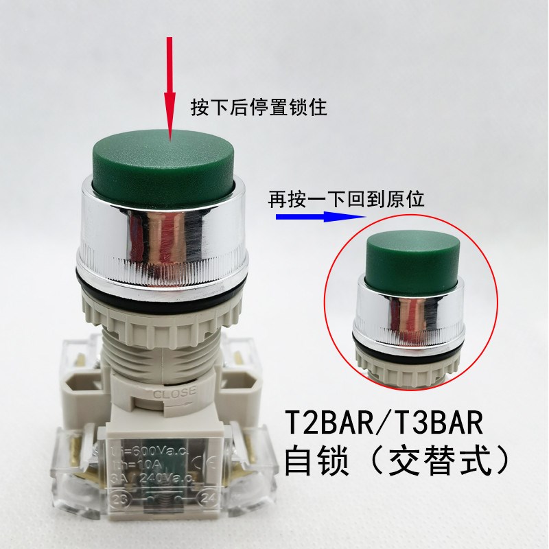 天德得T2BLR-1C凸头复位按钮T3BAR-1C自锁T2BAR按钮 T2ILR-1C