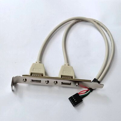 USB2.0带挡板转2.54杜邦(2*5)双孔USB2.0带屏蔽30公分主机内置线