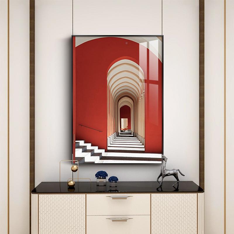 晶瓷HL049画现代约玄关装饰画酒挂店卧房画道过简壁画客厅沙发背图片