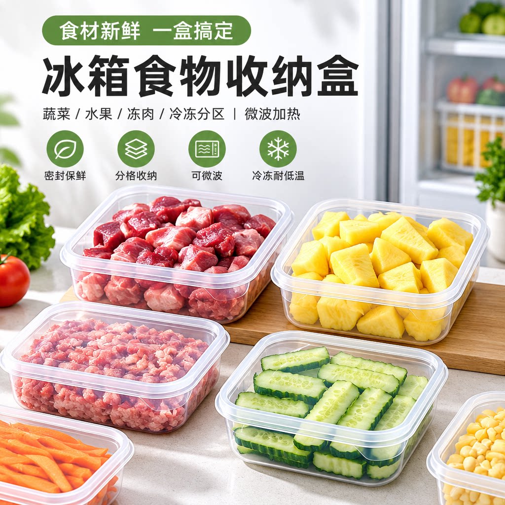 食物收纳盒蔬菜保鲜冷置物盒收纳
